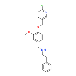 ChemSpider 2D Image | N-{4-[(6-Chloro-3-pyridinyl)methoxy]-3-methoxybenzyl}-2-phenylethanamine | C22H23ClN2O2