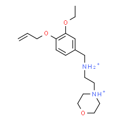 ChemSpider 2D Image | 4-(2-{[4-(Allyloxy)-3-ethoxybenzyl]ammonio}ethyl)morpholin-4-ium | C18H30N2O3