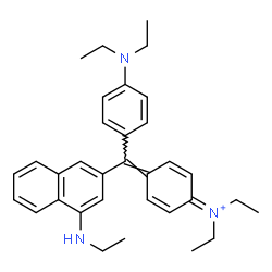 ChemSpider 2D Image | 4-{[4-(Diethylamino)phenyl][4-(ethylamino)-2-naphthyl]methylene}-N,N-diethyl-2,5-cyclohexadien-1-iminium | C33H40N3