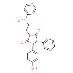 ChemSpider 2D Image | 1-(4-Hydroxyphenyl)-2-phenyl-4-[2-(phenylsulfinyl)ethyl]-3,5-pyrazolidinedione | C23H20N2O4S