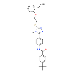 ChemSpider 2D Image | N-[4-(5-{[2-(2-Allylphenoxy)ethyl]sulfanyl}-4-methyl-4H-1,2,4-triazol-3-yl)phenyl]-4-(2-methyl-2-propanyl)benzamide | C31H34N4O2S