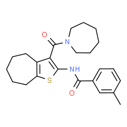 ChemSpider 2D Image | N-[3-(1-Azepanylcarbonyl)-5,6,7,8-tetrahydro-4H-cyclohepta[b]thiophen-2-yl]-3-methylbenzamide | C24H30N2O2S