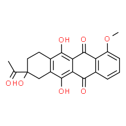 ChemSpider 2D Image | 8-Acetyl-6,8,11-trihydroxy-1-methoxy-7,8,9,10-tetrahydro-5,12-tetracenedione | C21H18O7
