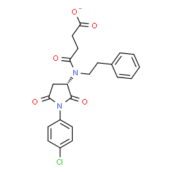 ChemSpider 2D Image | 4-{[(3S)-1-(4-Chlorophenyl)-2,5-dioxo-3-pyrrolidinyl](2-phenylethyl)amino}-4-oxobutanoate | C22H20ClN2O5