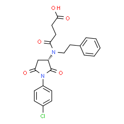 ChemSpider 2D Image | 4-{[(3S)-1-(4-Chlorophenyl)-2,5-dioxo-3-pyrrolidinyl](2-phenylethyl)amino}-4-oxobutanoic acid | C22H21ClN2O5