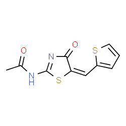 ChemSpider 2D Image | N-[(5E)-4-Oxo-5-(2-thienylmethylene)-4,5-dihydro-1,3-thiazol-2-yl]acetamide | C10H8N2O2S2