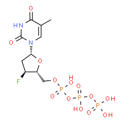ChemSpider 2D Image | 3'-Deoxy-3'-fluorothymidine 5'-(tetrahydrogen triphosphate) | C10H16FN2O13P3