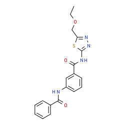 ChemSpider 2D Image | 3-(Benzoylamino)-N-[5-(ethoxymethyl)-1,3,4-thiadiazol-2-yl]benzamide | C19H18N4O3S