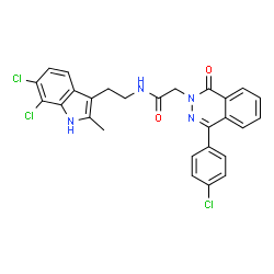 ChemSpider 2D Image | 2-[4-(4-Chlorophenyl)-1-oxo-2(1H)-phthalazinyl]-N-[2-(6,7-dichloro-2-methyl-1H-indol-3-yl)ethyl]acetamide | C27H21Cl3N4O2