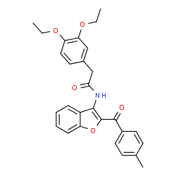 ChemSpider 2D Image | 2-(3,4-Diethoxyphenyl)-N-[2-(4-methylbenzoyl)-1-benzofuran-3-yl]acetamide | C28H27NO5