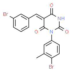 ChemSpider 2D Image | (5Z)-5-(3-Bromobenzylidene)-1-(4-bromo-3-methylphenyl)-2,4,6(1H,3H,5H)-pyrimidinetrione | C18H12Br2N2O3