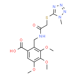 ChemSpider 2D Image | 3,4,5-Trimethoxy-2-[({[(1-methyl-1H-tetrazol-5-yl)sulfanyl]acetyl}amino)methyl]benzoic acid | C15H19N5O6S