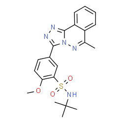 ChemSpider 2D Image | 2-Methoxy-N-(2-methyl-2-propanyl)-5-(6-methyl[1,2,4]triazolo[3,4-a]phthalazin-3-yl)benzenesulfonamide | C21H23N5O3S