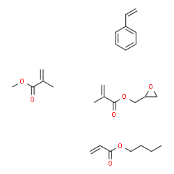 ChemSpider 2D Image | butyl prop-2-enoate; methyl 2-methylprop-2-enoate; oxiran-2-ylmethyl 2-methylprop-2-enoate; styrene | C27H38O7