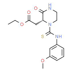 ChemSpider 2D Image | Ethyl {(2R)-1-[(3-methoxyphenyl)carbamothioyl]-3-oxo-2-piperazinyl}acetate | C16H21N3O4S