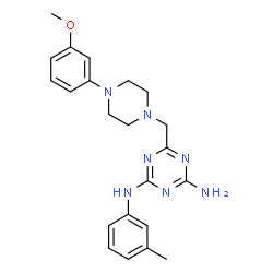 ChemSpider 2D Image | 6-{[4-(3-Methoxyphenyl)-1-piperazinyl]methyl}-N-(3-methylphenyl)-1,3,5-triazine-2,4-diamine | C22H27N7O