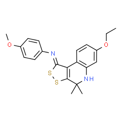 ChemSpider 2D Image | (1Z)-7-Ethoxy-N-(4-methoxyphenyl)-4,4-dimethyl-4,5-dihydro-1H-[1,2]dithiolo[3,4-c]quinolin-1-imine | C21H22N2O2S2