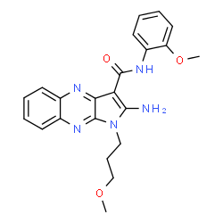 ChemSpider 2D Image | 2-Amino-N-(2-methoxyphenyl)-1-(3-methoxypropyl)-1H-pyrrolo[2,3-b]quinoxaline-3-carboxamide | C22H23N5O3