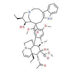 ChemSpider 2D Image | Methyl (2beta,3beta,4beta,5alpha,12beta,19xi)-4-acetoxy-15-[(14S,16S,17S)-17-ethyl-16-hydroxy-14-(methoxycarbonyl)-1,11-diazatetracyclo[13.3.1.0~4,12~.0~5,10~]nonadeca-4(12),5,7,9-tetraen-14-yl]-3-hyd
roxy-16-methoxy-1-methyl-6,7-didehydroaspidospermidine-3-carboxylate | C46H58N4O9
