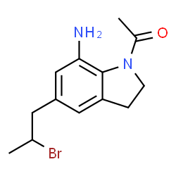 ChemSpider 2D Image | 1-[7-Amino-5-(2-bromopropyl)-2,3-dihydro-1H-indol-1-yl]ethanone | C13H17BrN2O