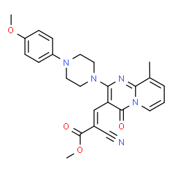 ChemSpider 2D Image | Methyl (2E)-2-cyano-3-{2-[4-(4-methoxyphenyl)-1-piperazinyl]-9-methyl-4-oxo-4H-pyrido[1,2-a]pyrimidin-3-yl}acrylate | C25H25N5O4