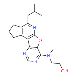 ChemSpider 2D Image | 2-[(4-Isobutyl-2,3-dihydro-1H-cyclopenta[4',5']pyrido[3',2':4,5]furo[3,2-d]pyrimidin-7-yl)(methyl)amino]ethanol | C19H24N4O2