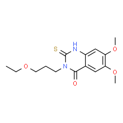 ChemSpider 2D Image | 3-(3-Ethoxypropyl)-6,7-dimethoxy-2-thioxo-2,3-dihydro-4(1H)-quinazolinone | C15H20N2O4S