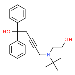 ChemSpider 2D Image | 5-[(2-Hydroxyethyl)(2-methyl-2-propanyl)amino]-1,1-diphenyl-3-pentyn-1-ol | C23H29NO2