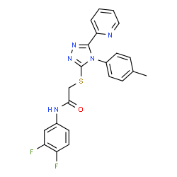 ChemSpider 2D Image | N-(3,4-Difluorophenyl)-2-{[4-(4-methylphenyl)-5-(2-pyridinyl)-4H-1,2,4-triazol-3-yl]sulfanyl}acetamide | C22H17F2N5OS