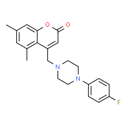 ChemSpider 2D Image | 4-{[4-(4-Fluorophenyl)-1-piperazinyl]methyl}-5,7-dimethyl-2H-chromen-2-one | C22H23FN2O2