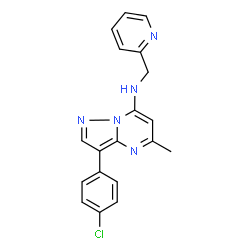ChemSpider 2D Image | 3-(4-Chlorophenyl)-5-methyl-N-(2-pyridinylmethyl)pyrazolo[1,5-a]pyrimidin-7-amine | C19H16ClN5
