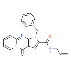 ChemSpider 2D Image | N-Allyl-1-benzyl-4-oxo-1,4-dihydropyrido[1,2-a]pyrrolo[2,3-d]pyrimidine-2-carboxamide | C21H18N4O2