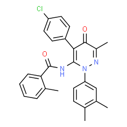 ChemSpider 2D Image | N-[4-(4-Chlorophenyl)-2-(3,4-dimethylphenyl)-6-methyl-5-oxo-2,5-dihydro-3-pyridazinyl]-2-methylbenzamide | C27H24ClN3O2