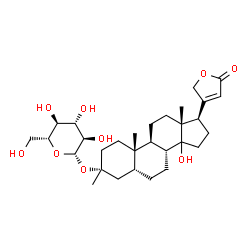 ChemSpider 2D Image | (3alpha,5beta,14xi)-3-(beta-D-Glucopyranosyloxy)-14-hydroxy-3-methylcard-20(22)-enolide | C30H46O9