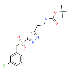ChemSpider 2D Image | 2-Methyl-2-propanyl (2-{5-[(3-chlorobenzyl)sulfonyl]-1,3,4-oxadiazol-2-yl}ethyl)carbamate | C16H20ClN3O5S