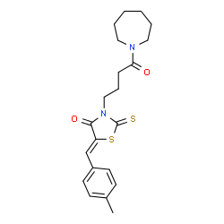 ChemSpider 2D Image | (5Z)-3-[4-(1-Azepanyl)-4-oxobutyl]-5-(4-methylbenzylidene)-2-thioxo-1,3-thiazolidin-4-one | C21H26N2O2S2