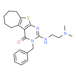 ChemSpider 2D Image | 3-Benzyl-2-{[2-(dimethylamino)ethyl]amino}-3,5,6,7,8,9-hexahydro-4H-cyclohepta[4,5]thieno[2,3-d]pyrimidin-4-one | C22H28N4OS
