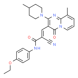 ChemSpider 2D Image | (2E)-2-Cyano-N-(4-ethoxyphenyl)-3-[9-methyl-2-(4-methyl-1-piperidinyl)-4-oxo-4H-pyrido[1,2-a]pyrimidin-3-yl]acrylamide | C27H29N5O3