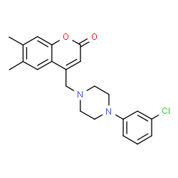 ChemSpider 2D Image | 4-{[4-(3-Chlorophenyl)-1-piperazinyl]methyl}-6,7-dimethyl-2H-chromen-2-one | C22H23ClN2O2