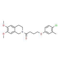 ChemSpider 2D Image | 4-(4-Chloro-3-methylphenoxy)-1-(6,7-dimethoxy-3,4-dihydro-2(1H)-isoquinolinyl)-1-butanone | C22H26ClNO4