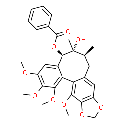 ChemSpider 2D Image | (5R,6R,7S)-6-Hydroxy-1,2,3,13-tetramethoxy-6,7-dimethyl-5,6,7,8-tetrahydrobenzo[3',4']cycloocta[1',2':4,5]benzo[1,2-d][1,3]dioxol-5-yl benzoate | C30H32O9