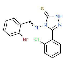 ChemSpider 2D Image | 4-[(2-Bromobenzylidene)amino]-5-(2-chlorophenyl)-2,4-dihydro-3H-1,2,4-triazole-3-thione | C15H10BrClN4S
