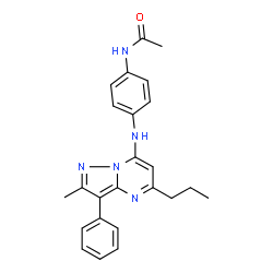 ChemSpider 2D Image | N-{4-[(2-Methyl-3-phenyl-5-propylpyrazolo[1,5-a]pyrimidin-7-yl)amino]phenyl}acetamide | C24H25N5O