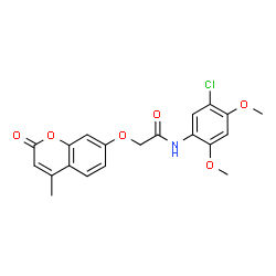 ChemSpider 2D Image | N-(5-Chloro-2,4-dimethoxyphenyl)-2-[(4-methyl-2-oxo-2H-chromen-7-yl)oxy]acetamide | C20H18ClNO6