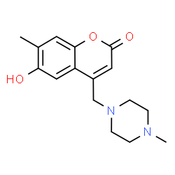 ChemSpider 2D Image | 6-Hydroxy-7-methyl-4-[(4-methyl-1-piperazinyl)methyl]-2H-chromen-2-one | C16H20N2O3