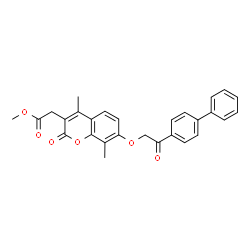 ChemSpider 2D Image | Methyl {7-[2-(4-biphenylyl)-2-oxoethoxy]-4,8-dimethyl-2-oxo-2H-chromen-3-yl}acetate | C28H24O6