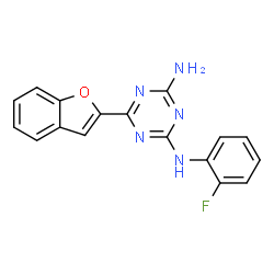 ChemSpider 2D Image | 6-(1-Benzofuran-2-yl)-N-(2-fluorophenyl)-1,3,5-triazine-2,4-diamine | C17H12FN5O
