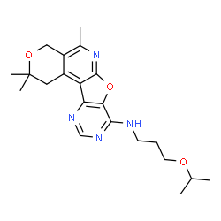 ChemSpider 2D Image | N-(3-Isopropoxypropyl)-2,2,5-trimethyl-1,4-dihydro-2H-pyrano[4'',3'':4',5']pyrido[3',2':4,5]furo[3,2-d]pyrimidin-8-amine | C21H28N4O3