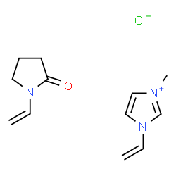 ChemSpider 2D Image | 3-Methyl-1-vinyl-1H-imidazol-3-ium chloride 1-vinyl-2-pyrrolidinone (1:1:1) | C12H18ClN3O
