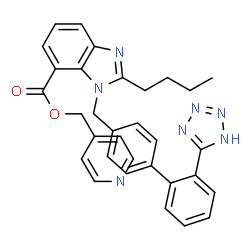 ChemSpider 2D Image | 4-Pyridinylmethyl 2-butyl-1-{[2'-(1H-tetrazol-5-yl)-4-biphenylyl]methyl}-1H-benzimidazole-7-carboxylate | C32H29N7O2